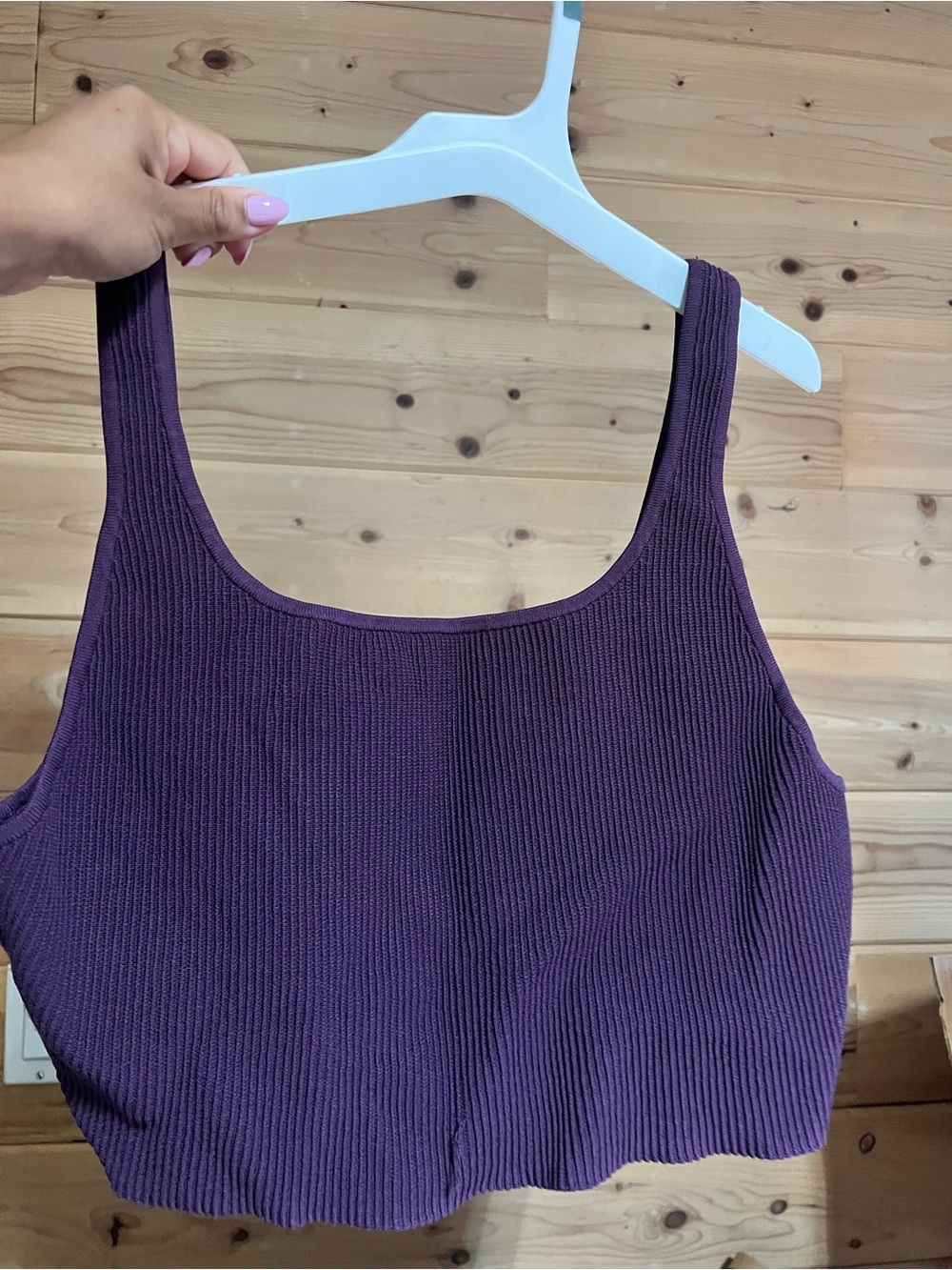 Babaton Ribbed Scoop-Neck Tank Top - Purple